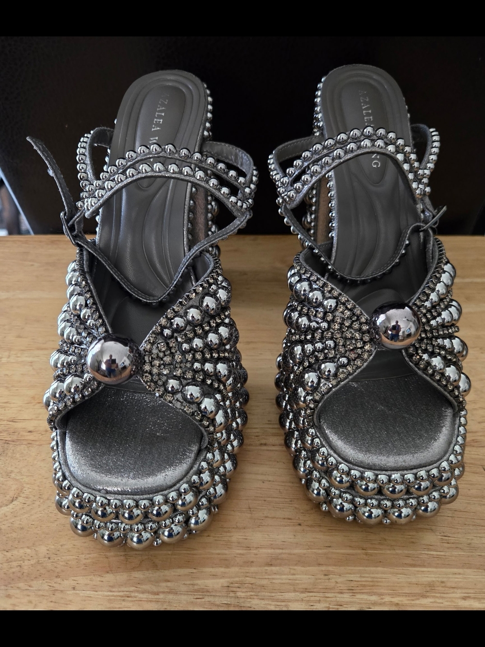 Gianni Bini Oaklynn Rhinestone Jeweled Studded Platform Heels - Picture 2 of 9